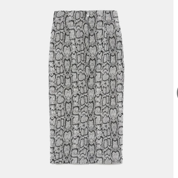 NWT Zara snakeskin print pencil skirt size xs small - Picture 2 of 8